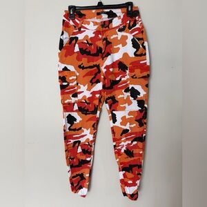 American Bazi Orange Camo Cargo Pants Joggers Utility Streetwear Size M